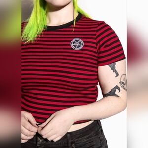 Womens Medium BlackCraft Cult Red Stripped Crop Top.
